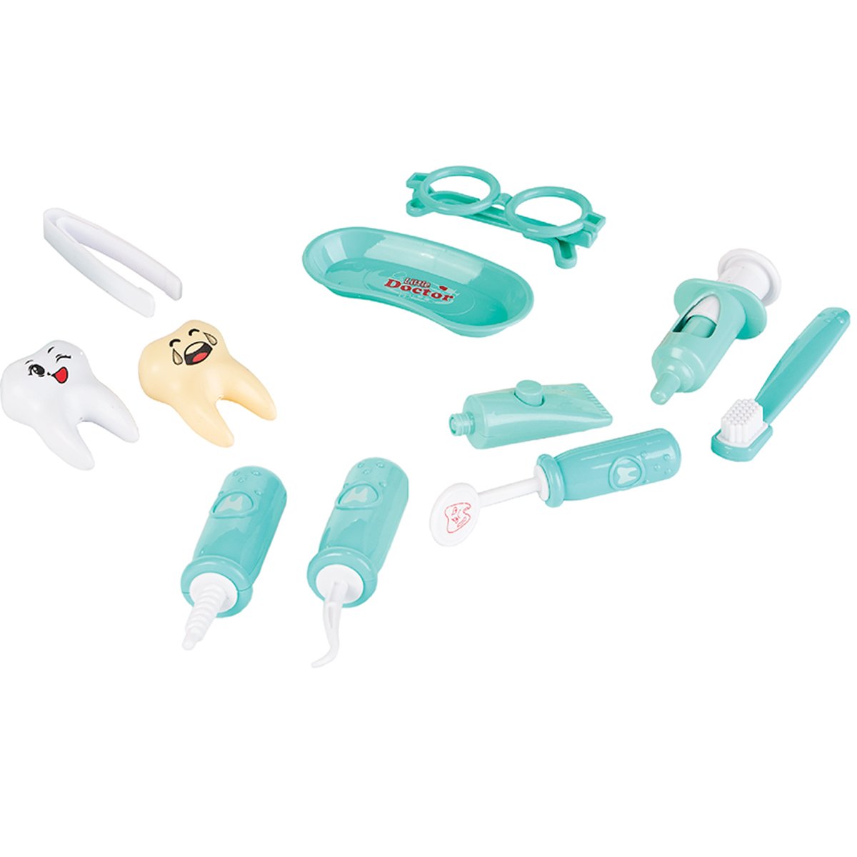 Kit Dentista Infantil Educativo Fenix Brinquedo de Criança Dentadura 12 peças Verde Água - 2