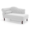 Ver imagem 1 de Divã Recamier Lavínia Clássico 120cm Capitonê com Pés de Madeira Courino Branco - Desk Design