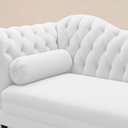 Ver imagem 4 de Divã Recamier Lavínia Clássico 120cm Capitonê com Pés de Madeira Courino Branco - Desk Design
