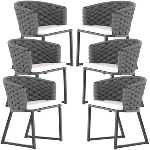 Kit 6 Cadeiras Bali Alumínio em Tricô Náutico Trama Original