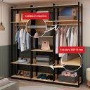 Ver imagem 5 de Guarda-roupas Genialflex Closet Mod 2 Cab Freijó Preto Fosco