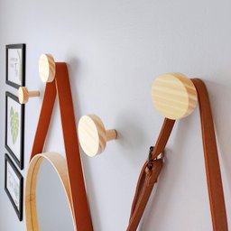 3 Ganchos Penduradores de Parede em Pinus 20mm Bola:Pinus - 2