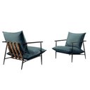 Ver imagem 3 de Poltrona Decorativa Linho Azul Agnes