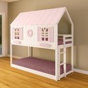 Ver imagem 1 de Beliche Montessoriano Casinha Bela com Coração - Madeira Maciça Branco/Rosa | Housin