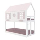 Ver imagem 2 de Beliche Montessoriano Casinha Bela com Coração - Madeira Maciça Branco/Rosa | Housin