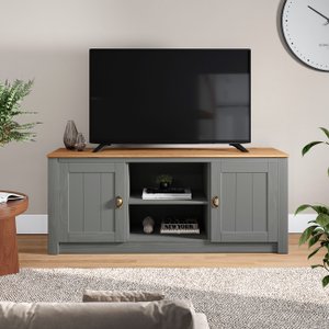 Rack Tv Bancada 58 Polegadas Madeira Maciça 2 Portas 2 Nichos Bolton Cinza Idimex