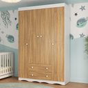 Ver imagem 1 de Guarda-roupa Infantil 122cm 4 Portas e 2 Gavetas Realeza Multimóveis Mp4453 Branco/madeirado
