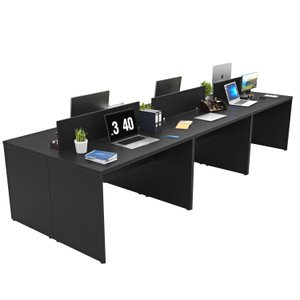 Estação de Trabalho Mesa Plataforma Escritório 1200x600 6 Lugares Netmobil - Preto