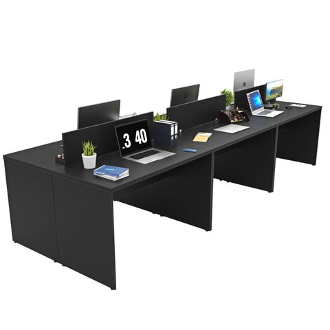 Estação de Trabalho Mesa Plataforma Escritório 1200x600 6 Lugares Netmobil - Preto