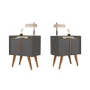 Ver imagem 1 de Kit 2 Mesa de Cabeceira 1 Gaveta 1 Porta Pés Palito 1188 Davi Onix - Comprar Moveis em Casa