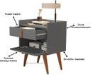 Ver imagem 5 de Kit 2 Mesa de Cabeceira 1 Gaveta 1 Porta Pés Palito 1188 Davi Onix - Comprar Moveis em Casa