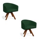 Ver imagem 2 de Poltrona Sala Base Giratória Madeira Kit 2 Arielle Bouclê Verde D03 - D’Rossi