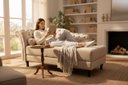 Ver imagem 2 de Recamier Decorativo Divã Styllus Lado Direito Suede Bege