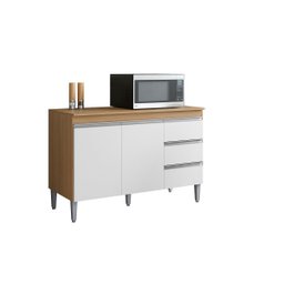 Balcão Armário de Cozinha Andréia 120cm Amêndoa/branco + Tampo - Ajl Móveis - 2