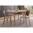 Ver imagem 1 de Conjunto: Mesa Sala Jantar Stellar 1598 Aço c/ Tampo Madeirado 120x80cm e 4 Cadeiras 1738 Rose/