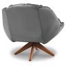 Poltrona Decorativa Califórnia Base de Madeira Giratória Veludo Cinza - 3