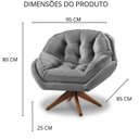 Ver imagem 4 de Poltrona Decorativa Califórnia Base de Madeira Giratória Veludo Cinza