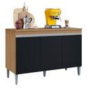 Ver imagem 2 de Balcão de Cozinha Ambiente Manu 120 Cm Amendoa Preto - Ajl