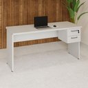 Ver imagem 1 de Mesa Escrivaninha 150cm Pés Painel com Gaveteiro Suspenso F5 Office Cor:Cinza