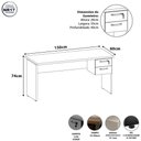 Ver imagem 3 de Mesa Escrivaninha 150cm Pés Painel com Gaveteiro Suspenso F5 Office Cor:Cinza