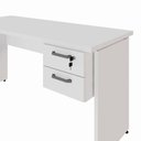 Ver imagem 4 de Mesa Escrivaninha 150cm Pés Painel com Gaveteiro Suspenso F5 Office Cor:Cinza