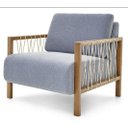 Ver imagem 1 de Poltrona Joe Tecido Azul Fibra Off White Base Amendoa 82cm - 61809