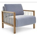 Ver imagem 2 de Poltrona Joe Tecido Azul Fibra Off White Base Amendoa 82cm - 61809