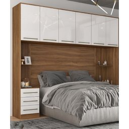 Jogo de Quarto Modulado Irlanda Mesa de Cabeceira e Painel - Amendola Touch/ Branco Demóbile - 4