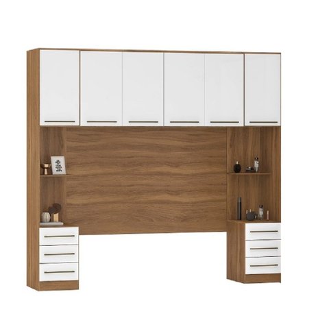 Jogo de Quarto Modulado Irlanda Mesa de Cabeceira e Painel - Amendola Touch/ Branco Demóbile