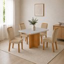 Ver imagem 1 de Conjunto Sala de Jantar Mesa Moscou Tp Canto Copo com 4 Cadeiras Mariana