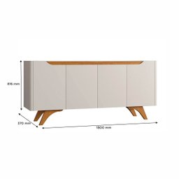 Buffet para Sala de Jantar 4 Portas Grecia:Off White/Naturalle - 8
