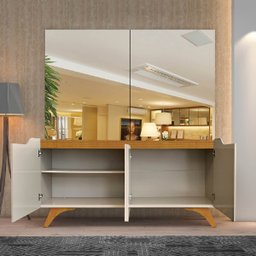 Buffet para Sala de Jantar 4 Portas Grecia:Off White/Naturalle - 7