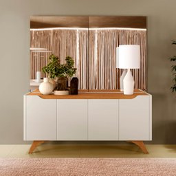 Buffet para Sala de Jantar 4 Portas Grecia:Off White/Naturalle - 4