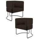 Ver imagem 1 de Kit 2 Poltronas Base Aço Betina C-34 Corano Marrom