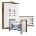 Ver imagem 1 de Quarto de Bebê New Selena 4 Portas com Cômoda Gran Selena e Berço Mirelle Branco Amadeirado