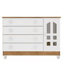Ver imagem 7 de Quarto de Bebê New Selena 4 Portas com Cômoda Gran Selena e Berço Mirelle Branco Amadeirado