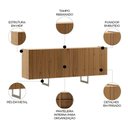 Ver imagem 2 de Buffet Aparador Lyon N02 4 Portas MDF 180cm Cinamomo e Champanhe Mpozenato