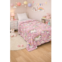 Ver imagem 1 de Manta Cobertor Brilha no Escuro Infantil Unicornio Arco Íris Menina 1,80x2,00cm Quentinha e Macia