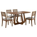 Ver imagem 1 de Mesa de Jantar Bromelia com 4 Cadeiras Estofadas Kiwi Linho Cinza Natuem