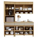 Ver imagem 4 de Cozinha Completa Modulada 3 Peças 4 Portas 3 Gavetas Torre Angular 100% MDF Realeza Premium Bege/Carvalho/Greige