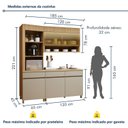 Ver imagem 3 de Cozinha Completa Modulada 3 Peças 4 Portas 3 Gavetas Torre Angular 100% MDF Realeza Premium Bege/Carvalho/Greige