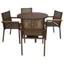 Ver imagem 1 de Jogo Conjunto de Mesa Aluminio 4 Cadeiras de Piscina Jardim Marrom