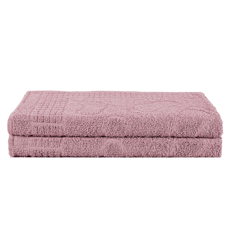 Kit 2 Tolhas De Piso Pezinho LuxuSoft BathMat Alta Absorção:Rosa Barroco