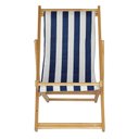 Ver imagem 3 de Conjunto 2 Espreguiçadeiras Preguiçosa Dobrável sem Braço Madeira Maciça Tecido Listrado Azul e Bran