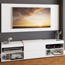 Ver imagem 1 de Rack com Painel para TV Até 60 Polegadas Roma 1 Porta 2 Prateleiras Branco - Panorama Móveis