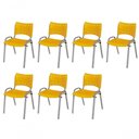 Ver imagem 1 de Cadeira Iso Base Cinza Escola, Escritório Amarelo Kit 7 Un