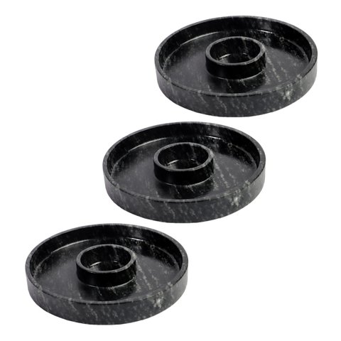 Kit 3 Prato Molheira Servir Porção Carnes Pedra Sabão G 28cm