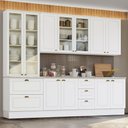 Ver imagem 2 de Cozinha Completa Americana 5 Peças Branco com Cristaleira - Móveis Henn