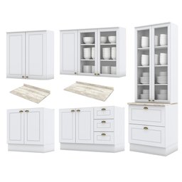 Cozinha Completa Americana 5 Peças Branco com Cristaleira - Móveis Henn - 3