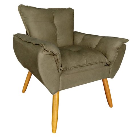 Poltrona Decorativa Opala Quarto Infantil de Criança Suede Marrom Amêndoa - Borsuk